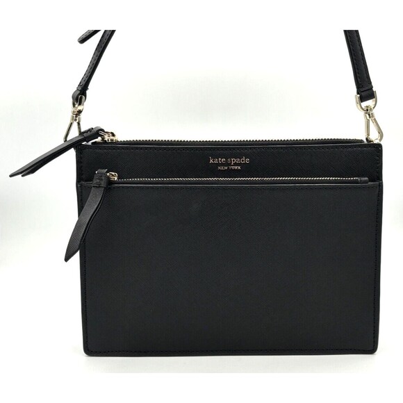 Kate Spade New York Cameron Zip Compact Crossbody Purse Leather Black WKRU6713 - Picture 1 of 16